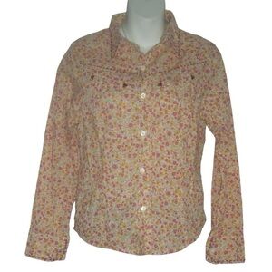 Vintage 90s 579 Shirt Floral Button Down Flannel Embroidered Cottage Cottagecore